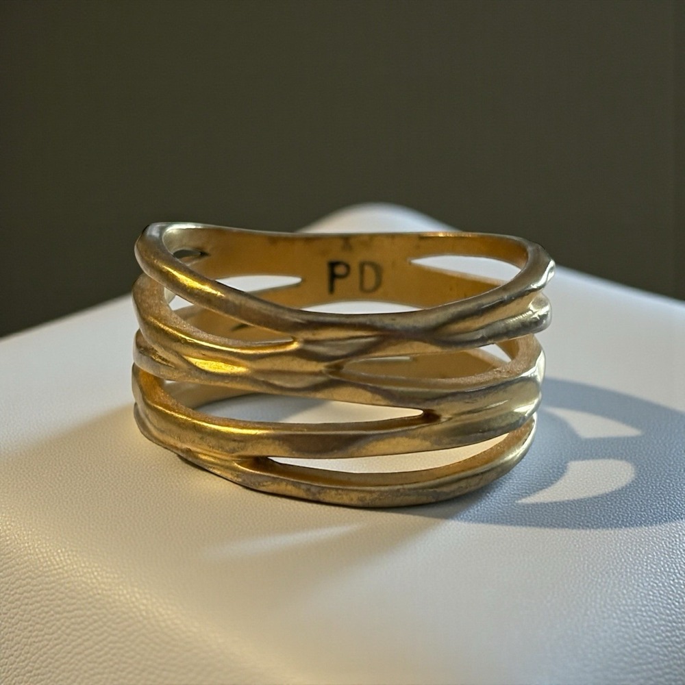 Premier Designs Ring Gold Tone Open Spirals "Down To The Wire" Matte Size 11.5